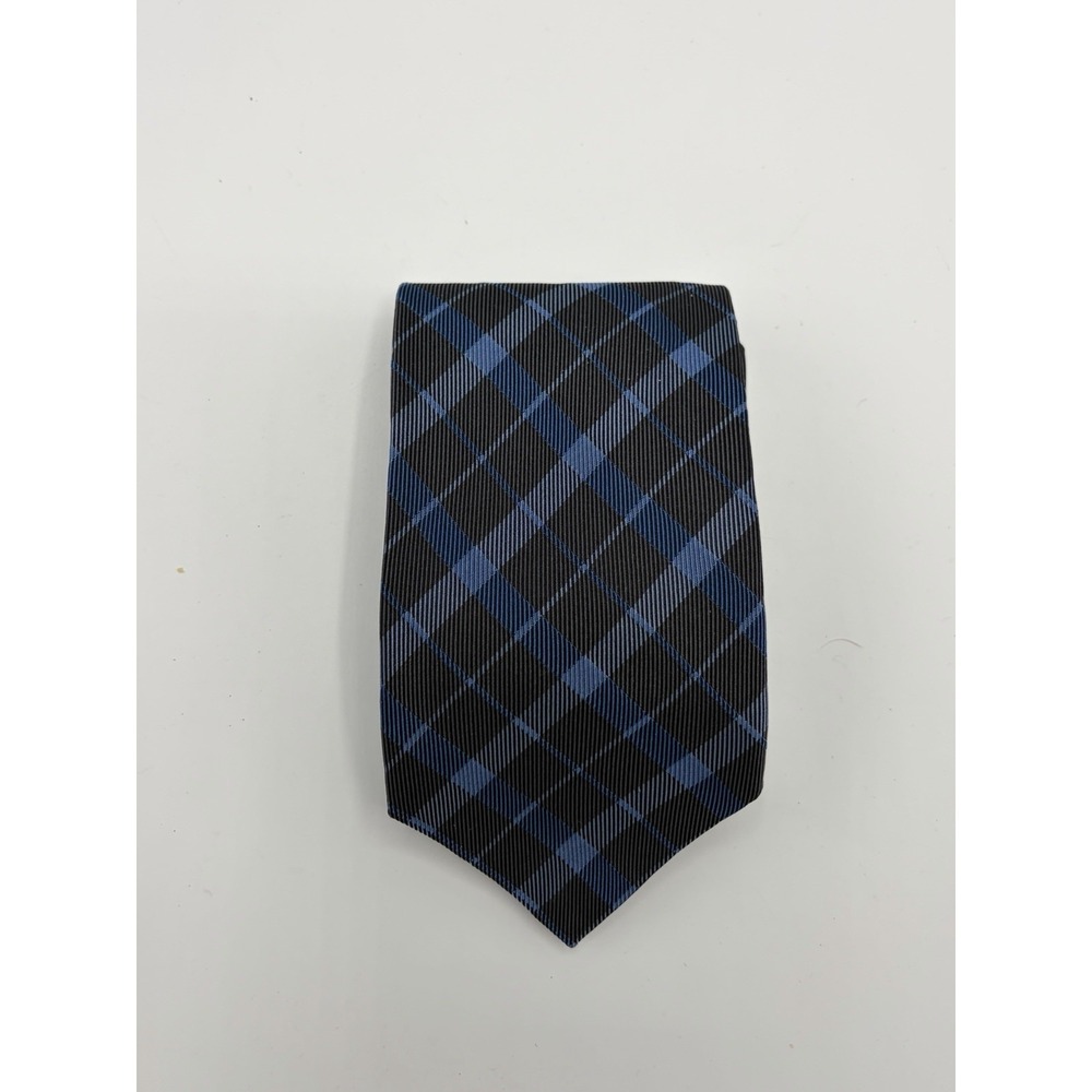 Banana Republic Turkish Silk Tie Blue Black Plaid 58" Preppy